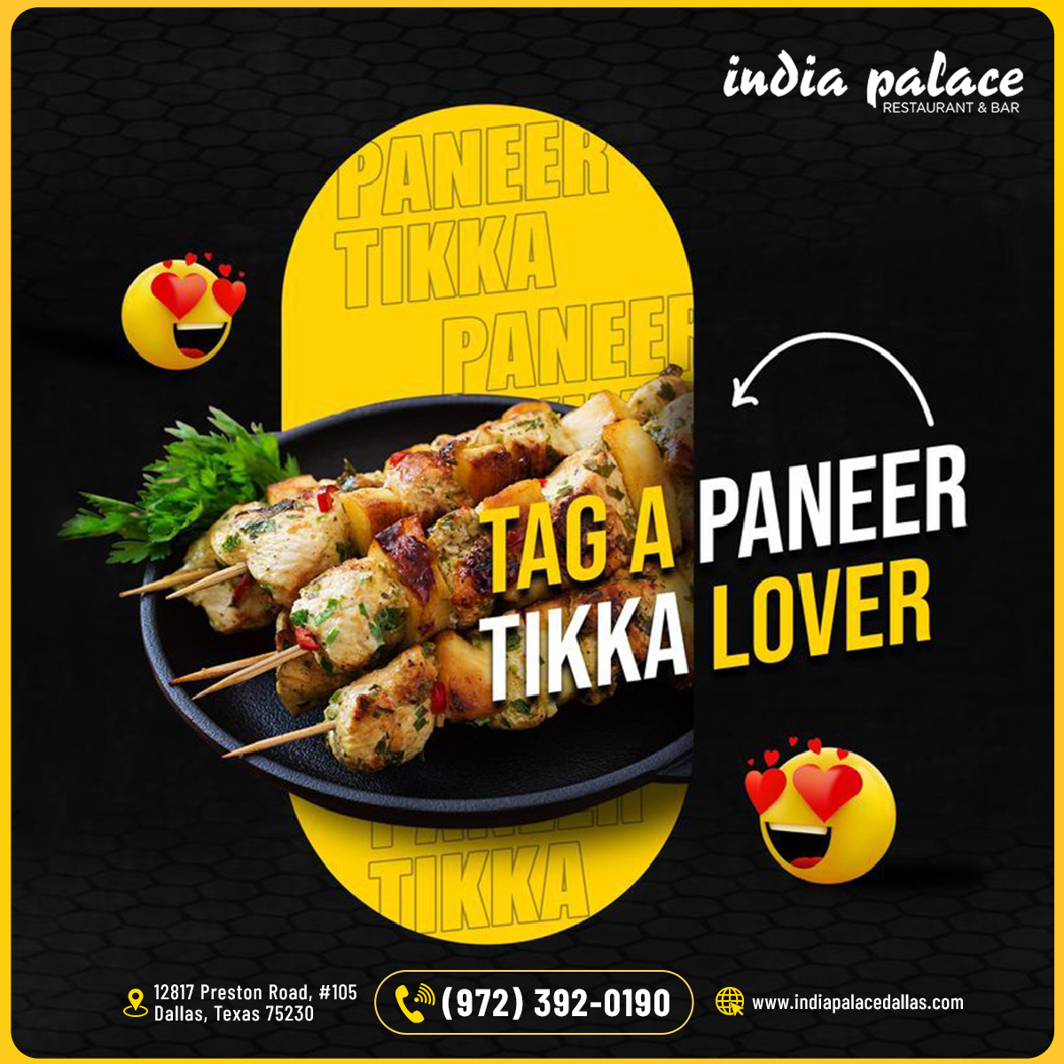 Try Paneer Tikka At India Palace
